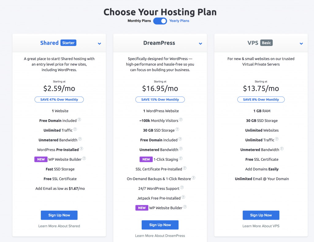 DreamHost Pricing